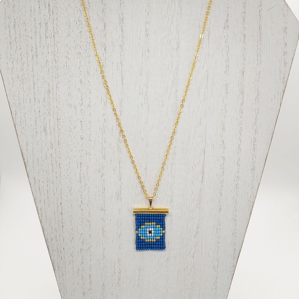 Necklace w/ Loom Beaded Eye Pendant